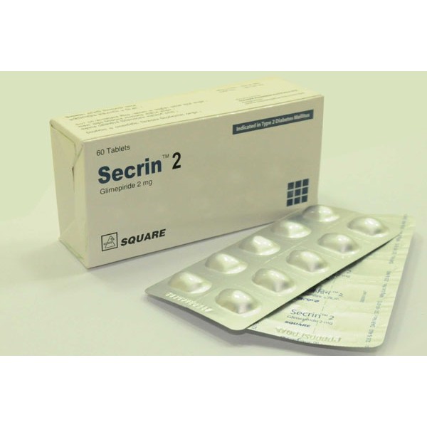 Secrin 2 Tablet, Glimepiride 2 mg Tablet, Glimepiride