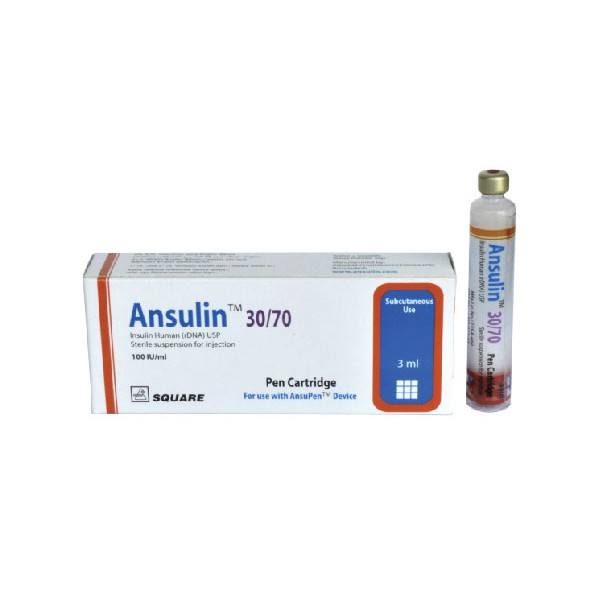 Ansulin 30/70 (100 IU/ml) Pen Cartridge, Insulin Human (rDNA), Insulin