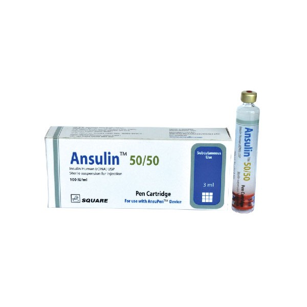 Ansulin 50/50 (100 IU/ml) Pen Cartridge, Insulin Human (rDNA), Insulin
