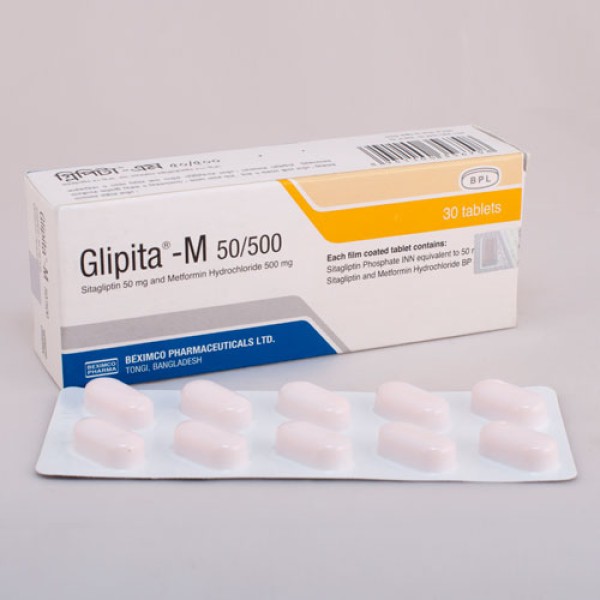Glipita M 50/500 tablet, Sitagliptin/Metformin HCl, Diabetes Medications