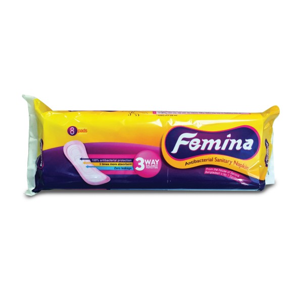 Femina Antibacterial Sanitary Napkin 8 pads