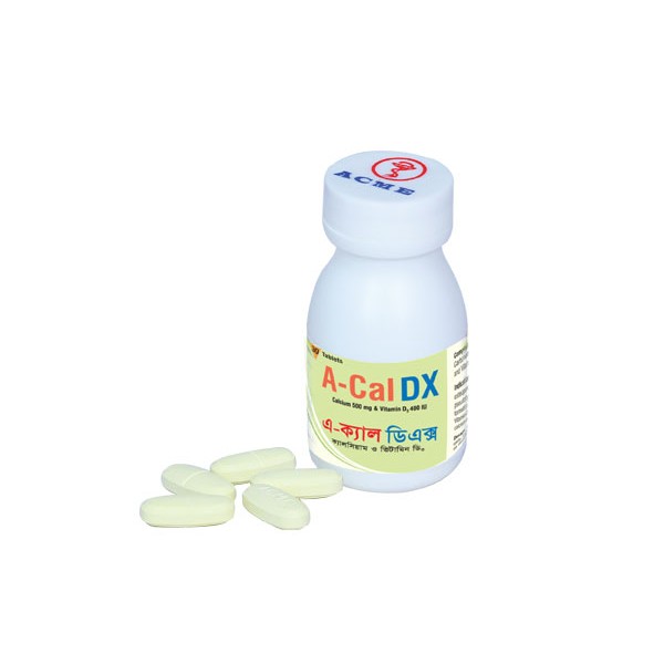 A-Cal 500/400 IU Tablet DX 30's pack, Calcium Carbonate, Calcium