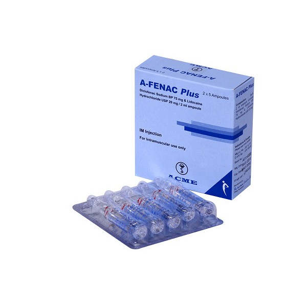 A-Fenac Plus (75 mg+20 mg)/2 ml IM Injection, ,