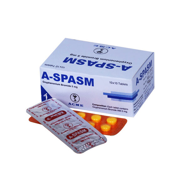 A-Spasm 5mg Tablet — Oxyphenonium Bromide Anticholinergic Antispasmodic by Beximco