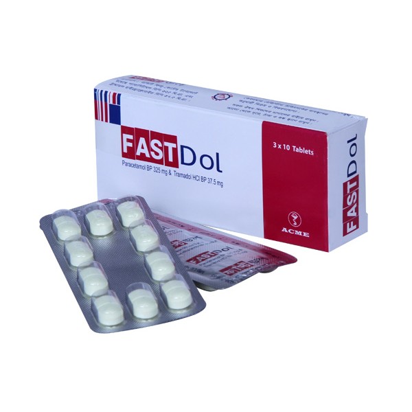 Fastdol 325/37.5 mg Tablet, Paracetamol + Tramadol Hydrochloride, Paracetamol