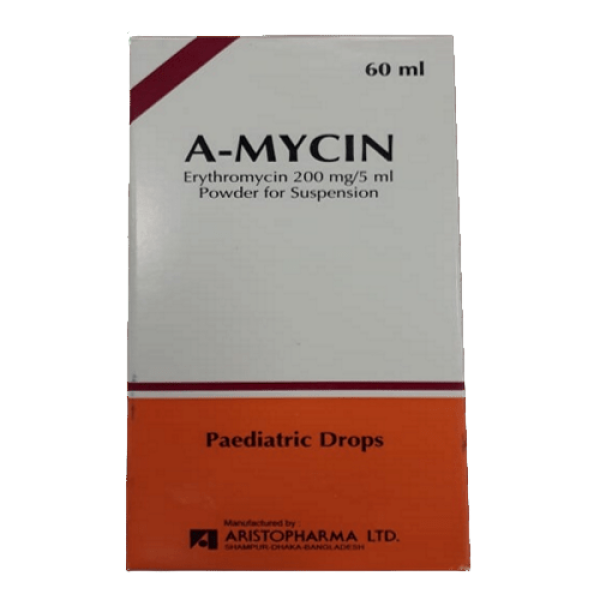 A-Mycin Pediatric Suspension 60ml — Erythromycin 125mg/5ml by Beximco A-Mycin Pediatric Suspension 60ml — Erythromycin 125mg/5ml by Beximco