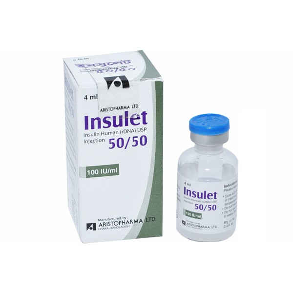 Insulet 50%+50% in 100 IU/ml Injection Bangladesh,Insulet 50%+50% in 100 IU/ml Injection price , usage of Insulet 50%+50% in 100 IU/ml Injection