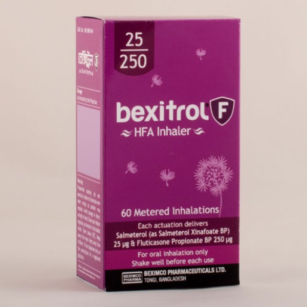 Bexitrol F HFA 25/250 Inhaler (60 Doses) — Salmeterol 25mcg + Fluticasone 250mcg by Beximco