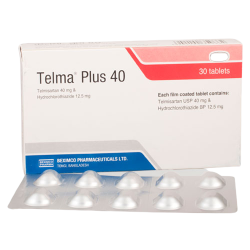 Telma Plus 40/12.5 mg Tablet, 1 strip Telma Plus 40/12.5 mg Tablet, 1 strip