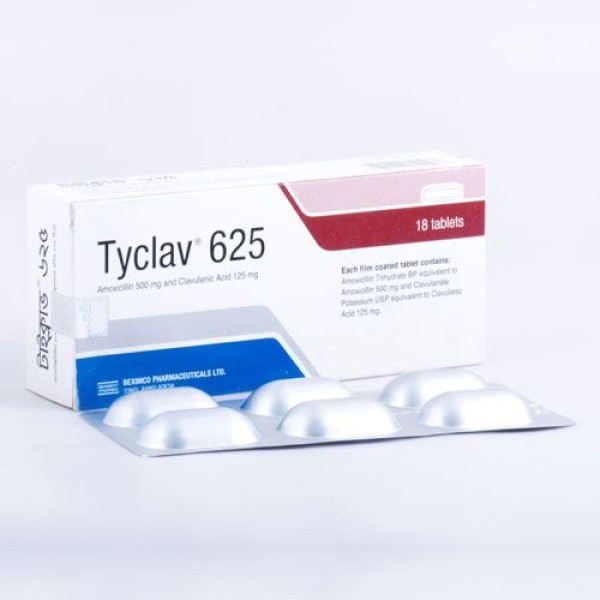 Tyclav 625mg Tablet — Co-Amoxiclav (Amoxicillin 500mg + Clavulanate 125mg) by Beximco