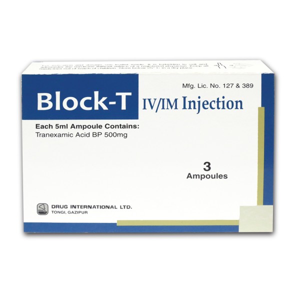 Block-T 500 mg/5 ml IM/IV Injection in Bangladesh,Block-T 500 mg/5 ml IM/IV Injection price,usage of Block-T 500 mg/5 ml IM/IV Injection