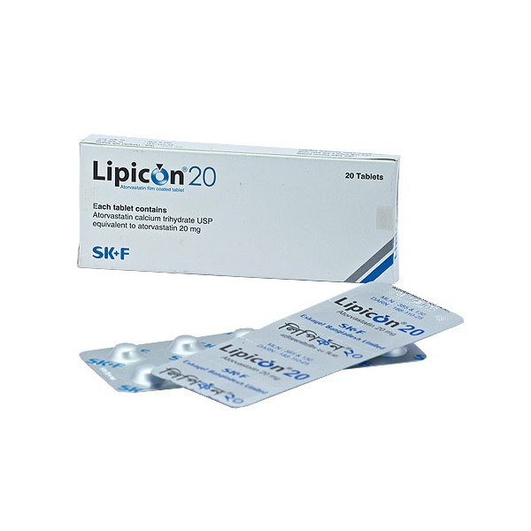 Lipicon 20 Tab in Bangladesh,Lipicon 20 Tab price , usage of Lipicon 20 Tab