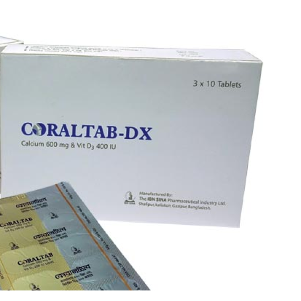 Coraltab-DX 600 mg+400 IU Tablet in Bangladesh,Coraltab-DX 600 mg+400 IU Tablet price,usage of Coraltab-DX 600 mg+400 IU Tablet