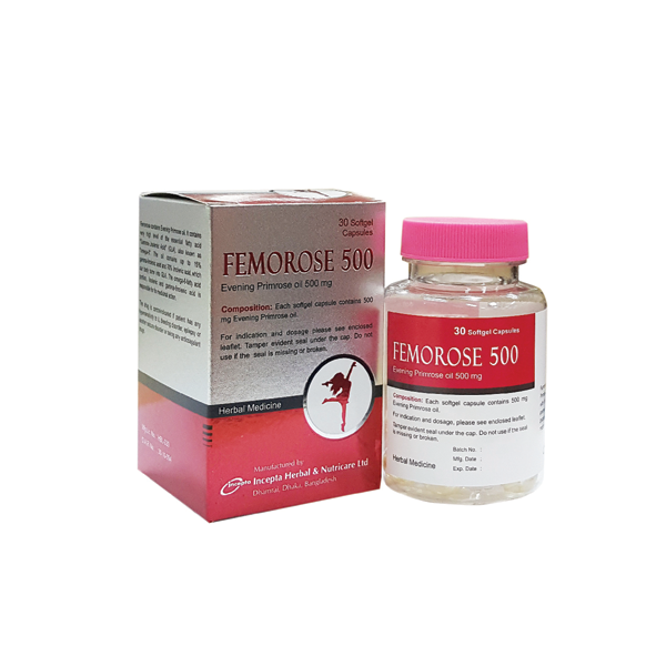 Femorose 500 Softgel Capsule, Evening Primrose Oil, Prescriptions