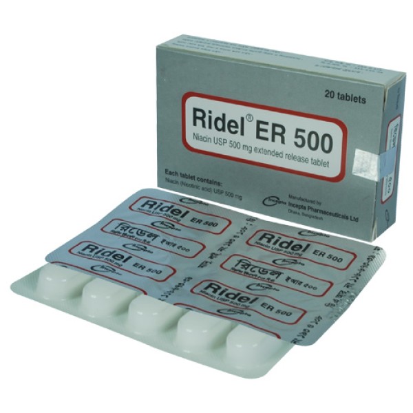 Ridel ER 500 Tablet, Niacin USP 500mg ER Tablet, All Medicine