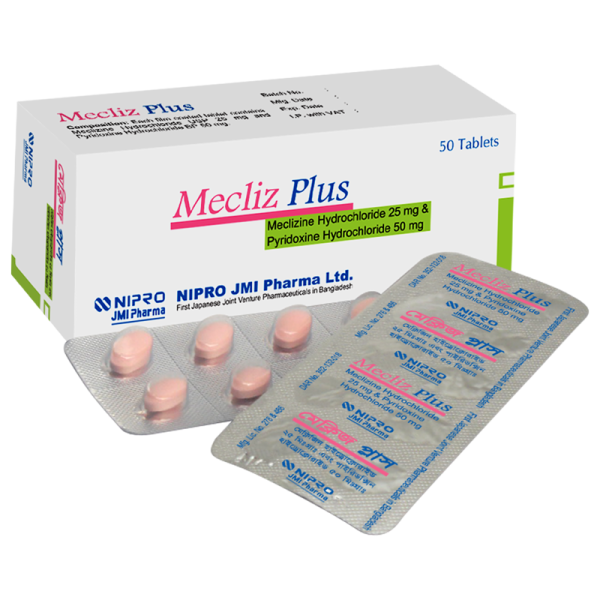 Mecliz Plus 25/50 mg Tablet, 1 strip Mecliz Plus 25/50 mg Tablet, 1 strip