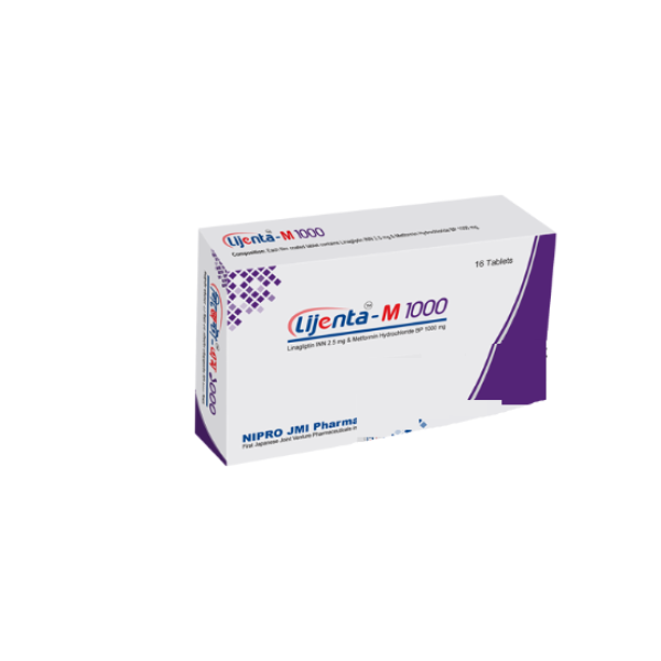 Lijenta-M 2.5 mg+1000 mgTablet, 1 strip, Linagliptin + Metformin Hydrochloride,