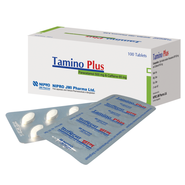 Tamino Plus 500 mg+65 mg Tablet, 1 strip Tamino Plus 500 mg+65 mg Tablet, 1 strip