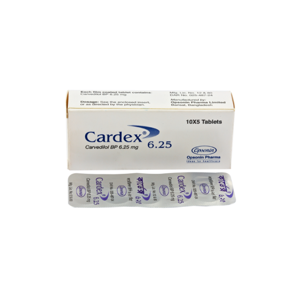 Cardex 6.25 mg tab in Bangladesh,Cardex 6.25 mg tab price , usage of Cardex 6.25 mg tab