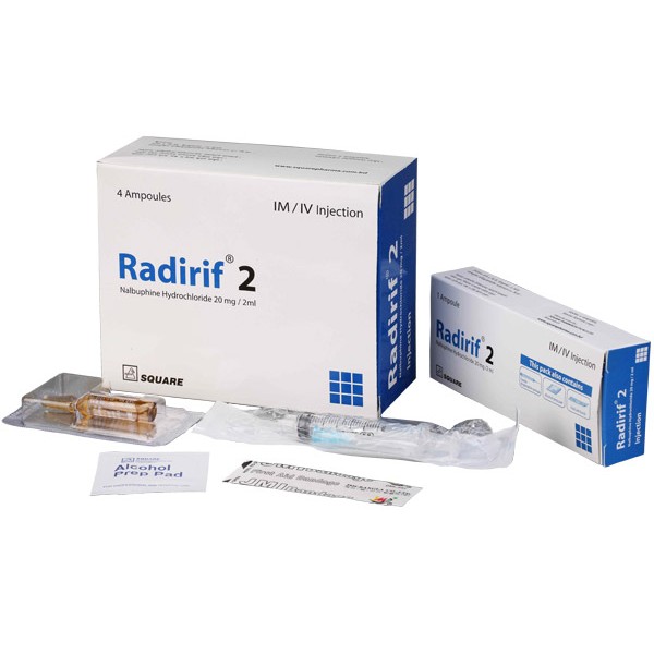 Radirif 20 mg/2 ml IM/IV Injection 4's pack, Nalbuphine, Nalbuphine Hydrochloride