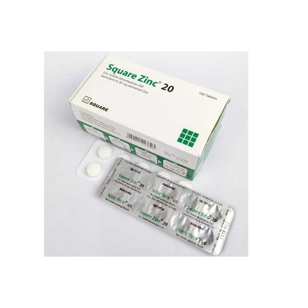 SQUARE ZINC Dis 20mg Tab 100's pack