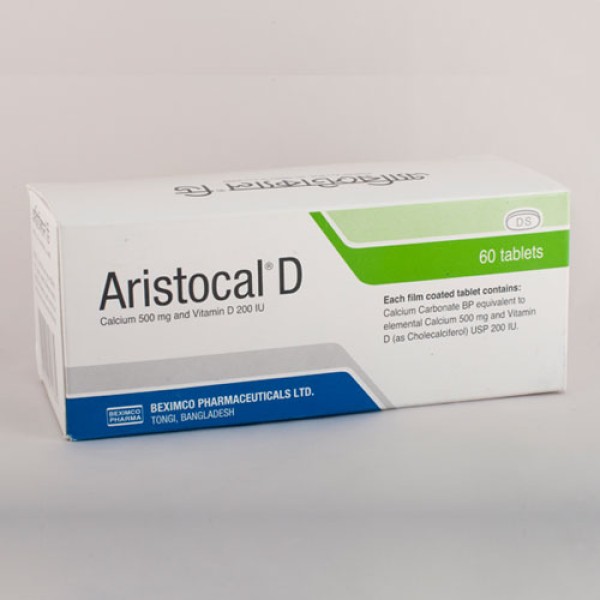 Aristocal D 500 mg/200 IU Tablet, Calcium Carbonate [Elemental] + Vitamin D3, Calcium