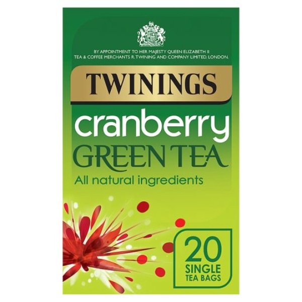 Twinings Green Tea And Cranberry 20 Teabags 40G, Twinings Green Tea And Cranberry 20, Diabetic Foods