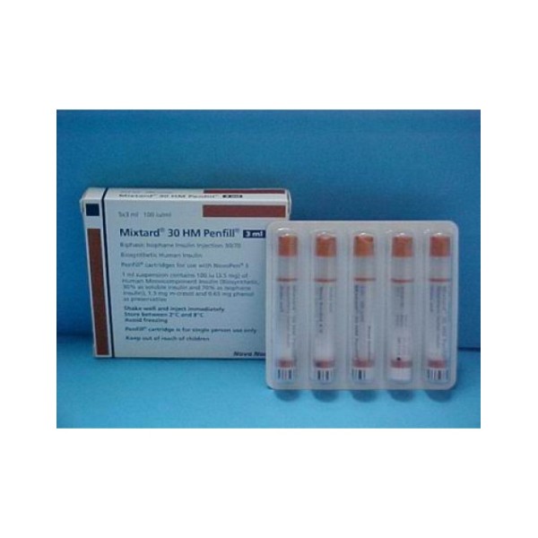 Mixtard 30, 100 IU Penfill	( 5 Cartridge), DSI-1303, Insulin