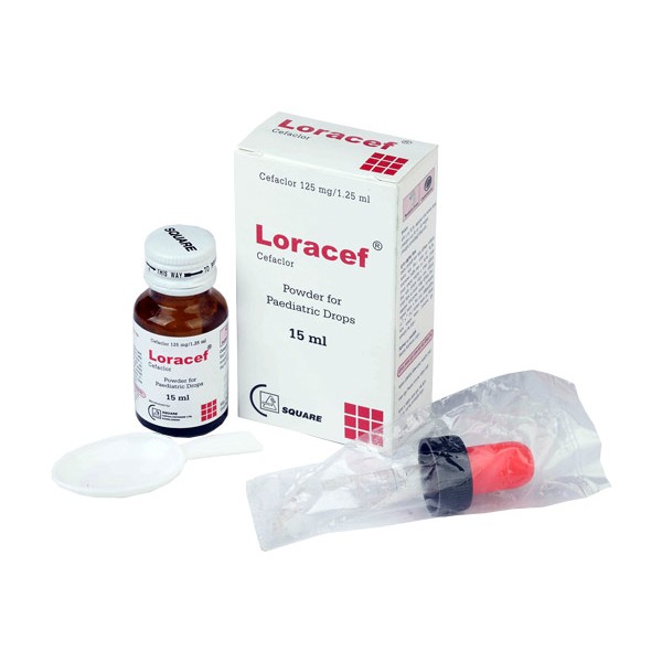 Loracef 125 mg/1.25 ml paediatric drops 15 ml bottle, Cefaclor Monohydrate, Cefaclor