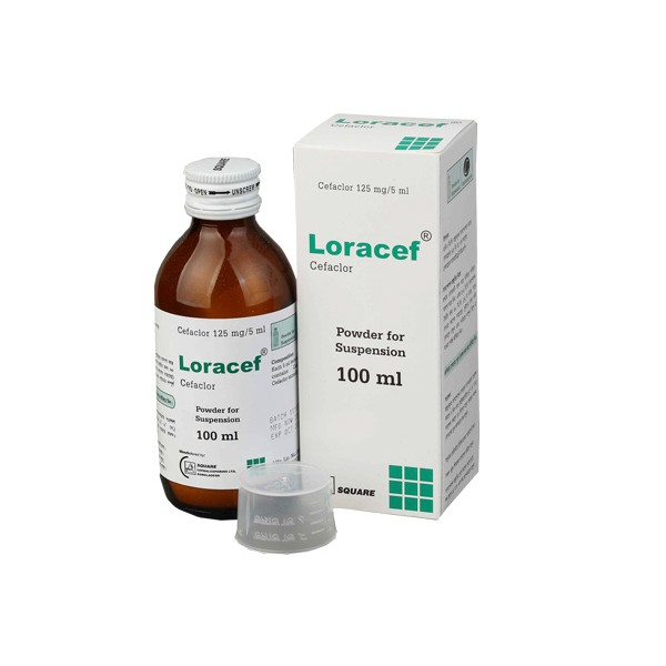 Loracef 125 mg/5 ml suspension 100 ml bottle, Cefaclor, Cefaclor