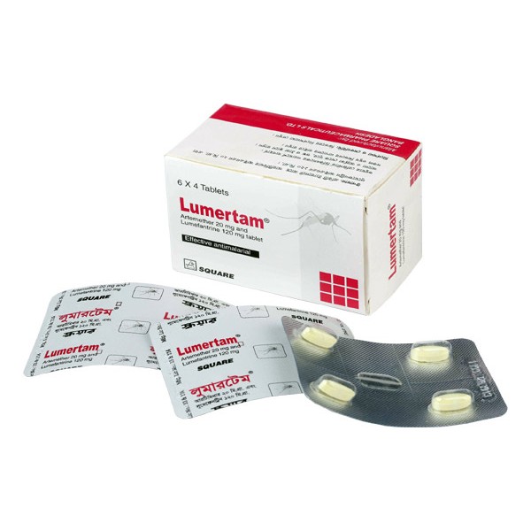 Lumertam 20/120 mg Tablet, Artemether + Lumefantrine, Artemether