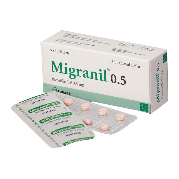 Migranil 0.5mg Tablet, 18326, Pizotifen