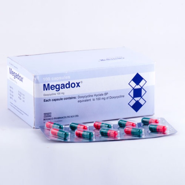 Megadox 100 mg Capsule,1 Strip, 19156, Doxycycline