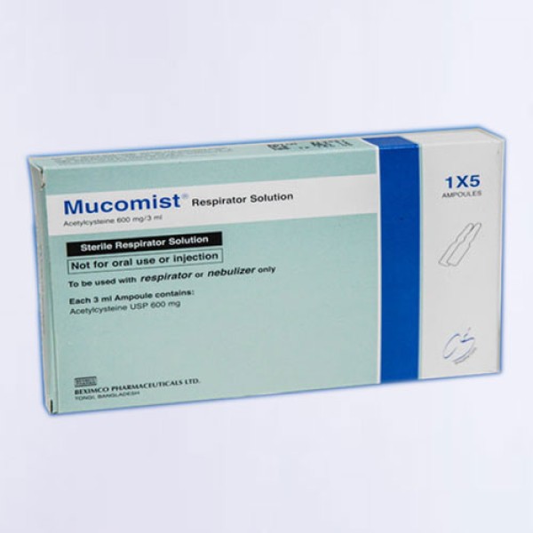 Mucomist 600mg Respirator Solution — Acetylcysteine 600mg Nebulization by Beximco