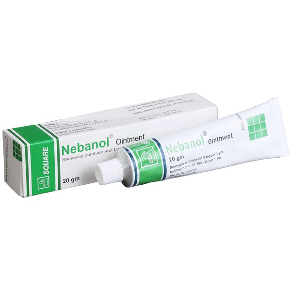 Nebanol Ointment 20 gm tube, Neomycin Sulphate + Bacitracin Zinc, Bacitracin Zinc