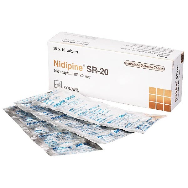 Nidipine SR 20 mg Tablet, 1 strip, Nifedipine, Nifedipine