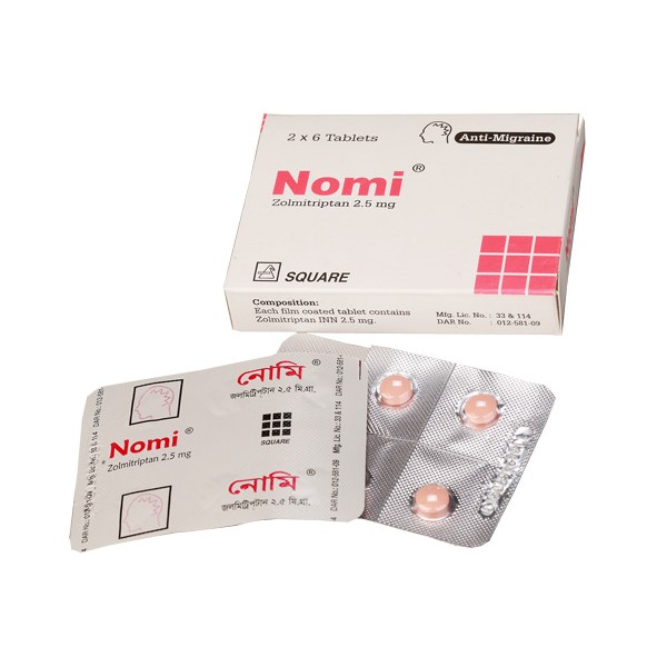Nomi 2.5 mg tablet, Zolmitriptan, Zolmitriptan