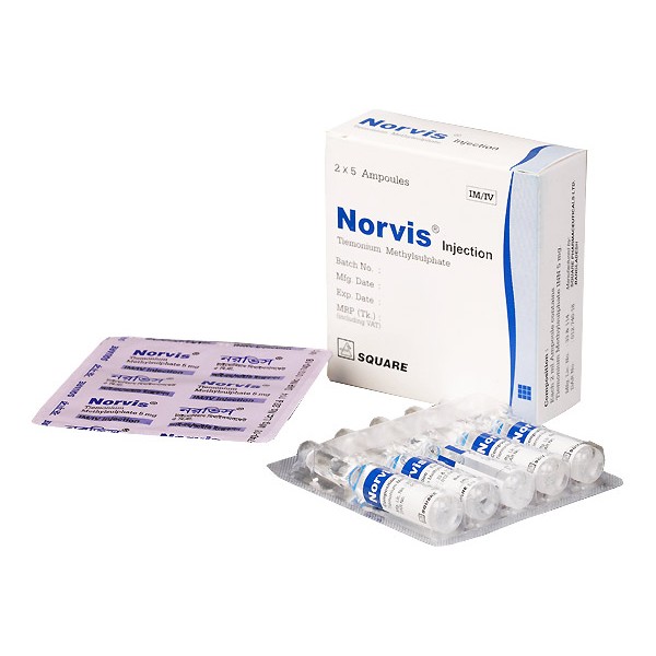 Norvis 5 mg/2 ml Injection, Tiemonium Methylsulfate, Tiemonium