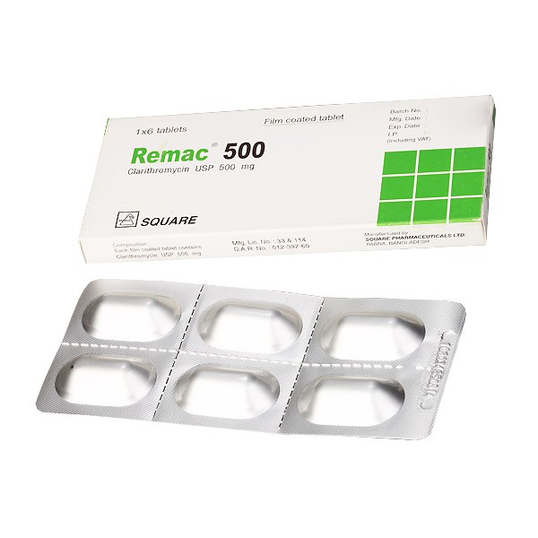 Remac 500 mg tablet, Clarithromycin, Clarithromycin