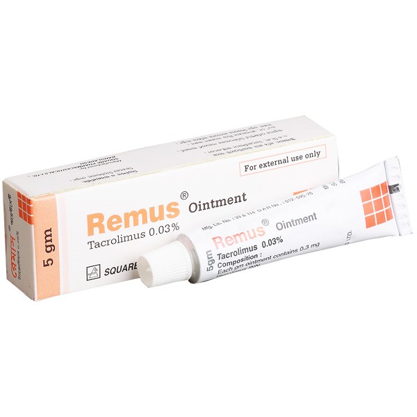Remus 0.03% Ointment 10 gm tube, Tacrolimus, Tacrolimus