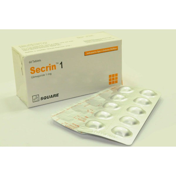 Secrin 1 Tablet, Glimepiride 1 mg Tablet, Glimepiride